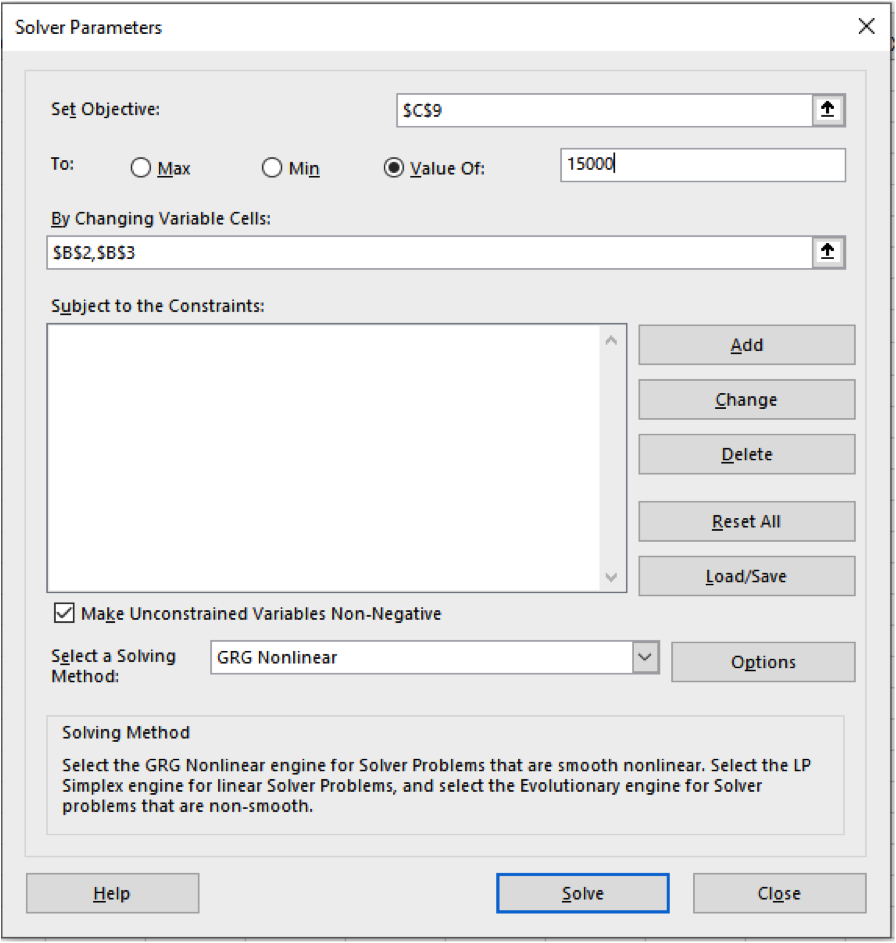 Linear programming excel